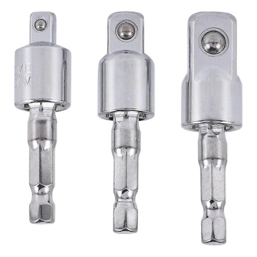 3 Pack Impact Grade Socket Adapter 360-Degree Universal Joint Swivel Socket Set, Socket to Drill Adapter 2