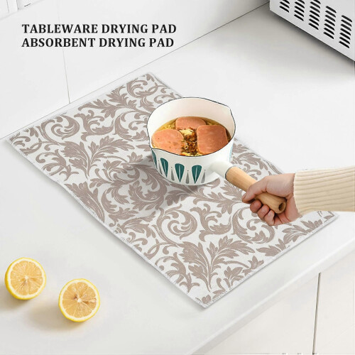 2 Pack Absorbent Machine Washable Dish Drying Mat for Kitchen Counter 1