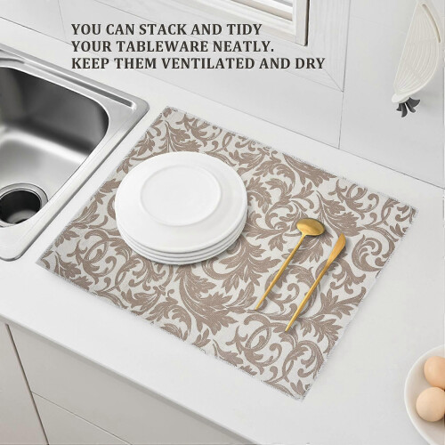2 Pack Absorbent Machine Washable Dish Drying Mat for Kitchen Counter 2