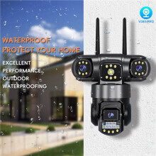 2X WiFi IP-Camera met 3 Lenzen, Drie Schermen, CCTV voor Buiten, Videobewaking, Automatische Tracking, 6 MP PTZ-Beveiligingscamera voor Thuis,