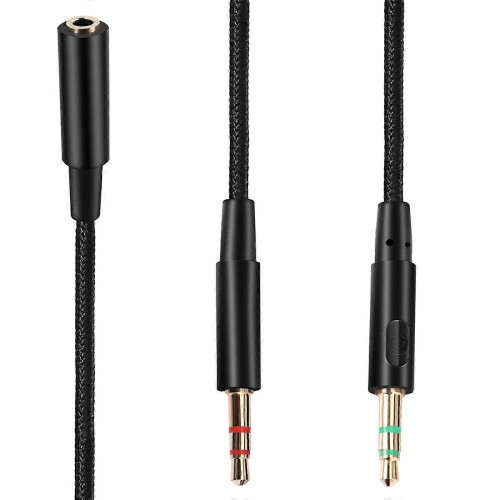 Cabo extensor universal 2 em 1 de 3,5 mm para headset gamer, compatível com HyperX Cloud II/Alpha/Cloud Flight. 1