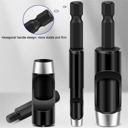6Pcs Hollow Punch Set Drill Bits, Leather Hole Punch Tool with Flexible Hexagonal Drill Bit Extension 1