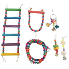 6 Pcs Bird Parrot Toys, Colorful Chewing Hanging Hammock Swing Bell Climbing Ladder Pet Toy