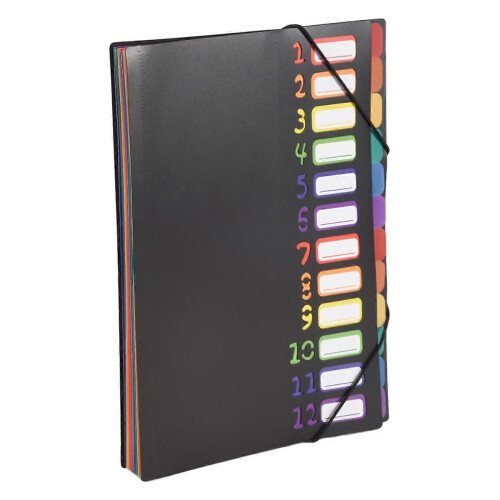 24 Clear Pocket Expanding File Folder 12 Colored Tabs Holds 300 Sheets File Organizer with Numbered Index 1