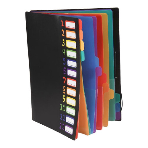 24 Clear Pocket Expanding File Folder 12 Colored Tabs Holds 300 Sheets File Organizer with Numbered Index 2