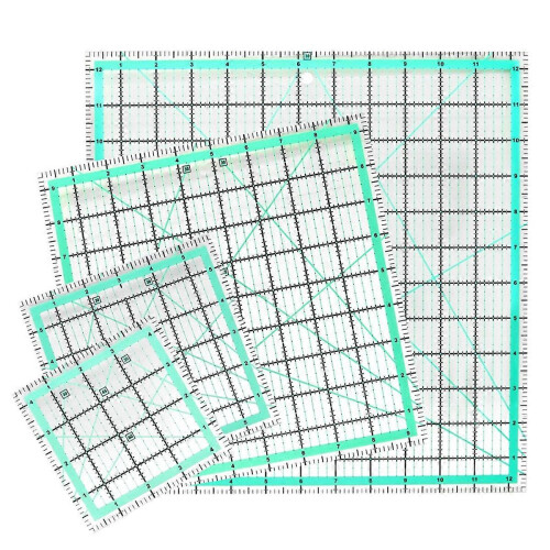 Régua quadrada para patchwork com 4 peças (12,5/9,5/6/4,5 polegadas), régua de acrílico antiderrapante para costura, ferramenta de patchwork DIY.