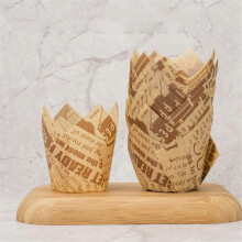 50PCS Newspaper Style Cupcake Liner Baking Cup for Wedding Party Tulip Muffin Paper Cup Oilproof