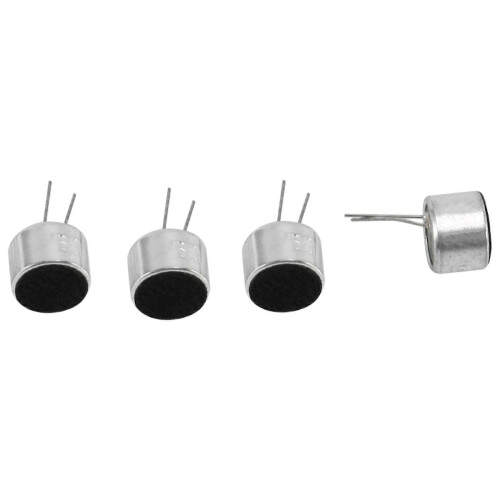Conjunto de 10 cápsulas de microfone mini de 2 pinos, microfone condensador de eletreto, tom prateado e preto.