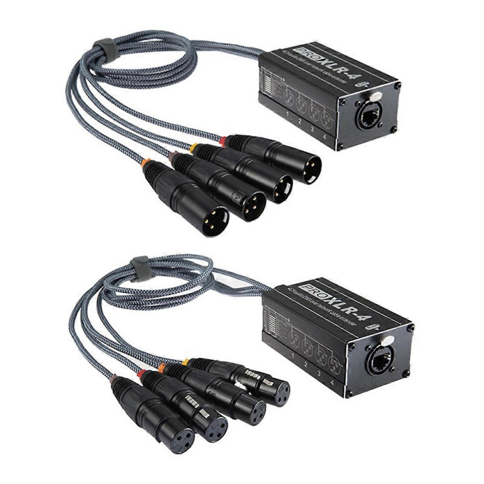 1Pair Xlr Male/Female 4 Channel Snake 3Pin Xlr/Dmx To Ethercon Rj45 Cat5/Cat6 Ethernet Extender 3720658306084