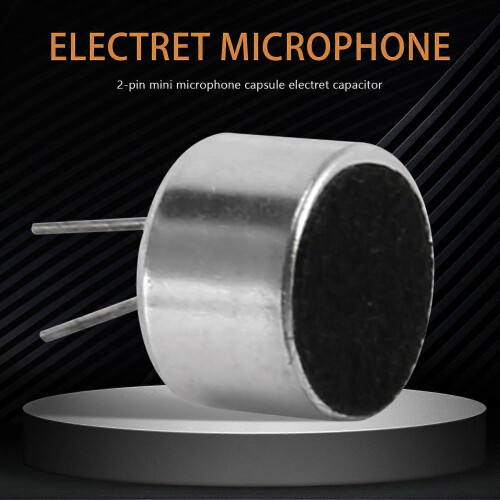 Conjunto de 10 cápsulas de microfone mini de 2 pinos, microfone condensador de eletreto, tom prateado e preto. 1