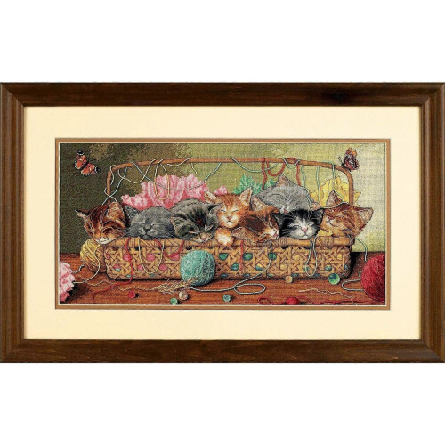Cross Stitch Kit, Kitty Litter, 14CT 2 Strands Printed,  67*37cm