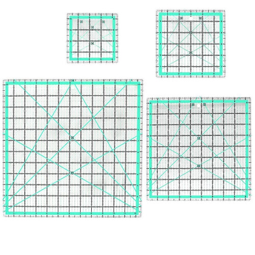 Régua quadrada para patchwork com 4 peças (12,5/9,5/6/4,5 polegadas), régua de acrílico antiderrapante para costura, ferramenta de patchwork DIY. 1