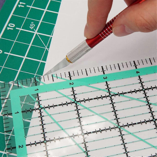 Régua quadrada para patchwork com 4 peças (12,5/9,5/6/4,5 polegadas), régua de acrílico antiderrapante para costura, ferramenta de patchwork DIY. 2
