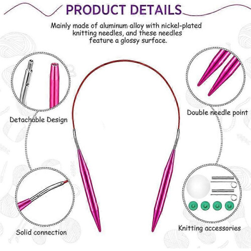26 Pieces Aluminum Interchangeable Circular Knitting Needle Set with 13 Sizes 2