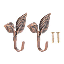 2 Pcs Iron Leaf Shaped Curtain Tie Backs Wall Hooks Home Decor