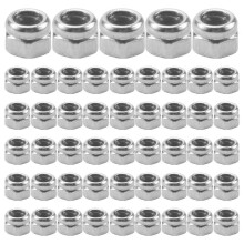 50 tuercas hexagonales autoblocantes con inserto de nailon, chapadas en zinc, M2
