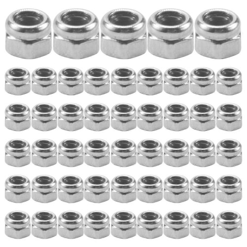 50pcs M2 Zinc Plated Self-Locking Nylon Insert Hex Lock Nuts