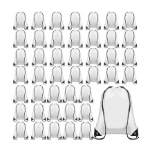 25 Pcs White Blank Sublimation Drawstring Bags Bulk Reusable Gym Sport Sinch Sacks