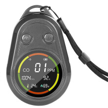 5-in-1 luchtkwaliteitsmonitor, meet luchtvochtigheid, temperatuur, CO, koolmonoxide en hoogte.