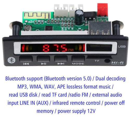 12V Bluetooth 5.0 MP3 Player Wireless Receiver MP3 Decoder Board Car FM Radio Module TF USB 3.5mm AU 1