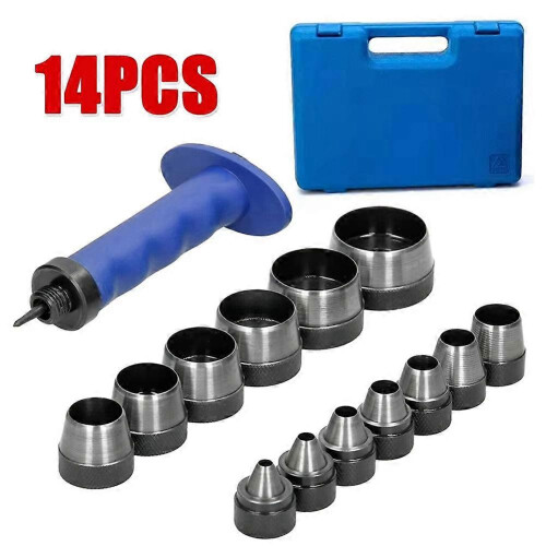 14 PCS Interchangeable Multi-Head Belt Punch DIY Leather Punch Tool for Leather Carton 2