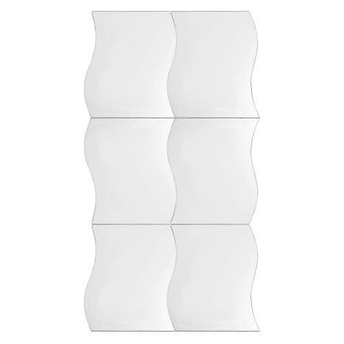 6pcs Square Mirror Wall Stickers with Silver Wave Pattern, Nursery Wall Decoration 1