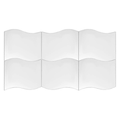 6pcs Square Mirror Wall Stickers with Silver Wave Pattern, Nursery Wall Decoration 2