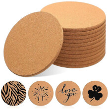12 stuks ronde, absorberende kurken onderzetters van 15 cm (6 inch) en 0,8 cm (0,3 inch) dik voor thuisgebruik.