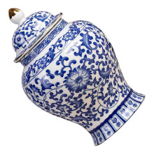 Premium Glazed Ceramic Tea Jar Featuring Dateless Blue-Design B