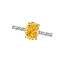 Fashionable Adjustable Open Band Oval Zircon Rings For-Yellow