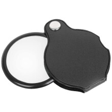 3X Folding Pocket Magnifying Glass with Protective Leather Case, Compact Foldable Lens for Reading