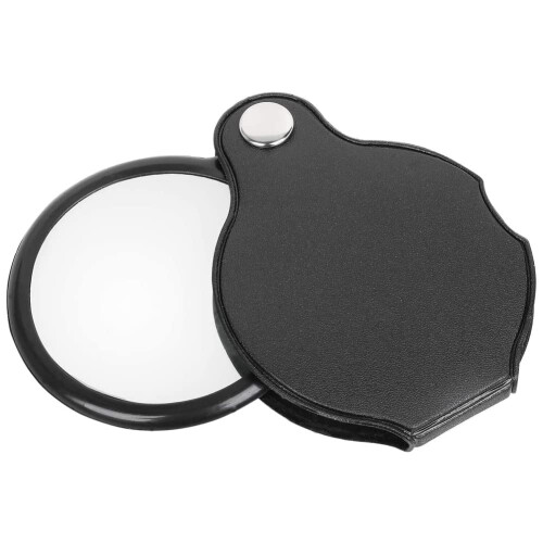 3X Folding Pocket Magnifying Glass with Protective Leather Case, Compact Foldable Lens for Reading