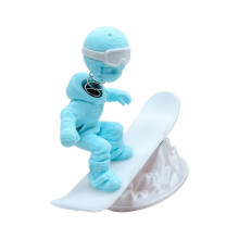 Funny Skier Snowboarder Miniature Statuette With Metal-Cyan