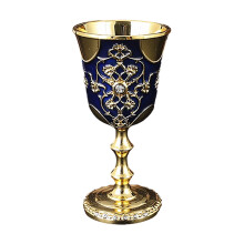 Kelchbecher aus Metall mit Nieten, glitzerndes Design-Marineblau