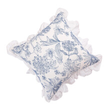 Delicate Ruffle Pillowcase Cotton-blue embroidery pillowcase