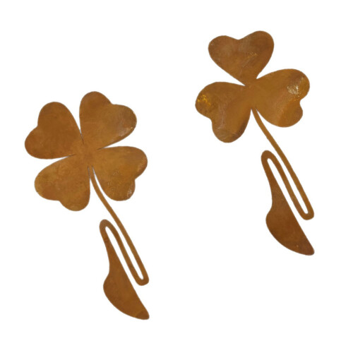2 Lots Lucky Three Leaf Shape Ground Stakes Wunderschöne