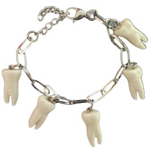 Stylish Ti Steel Bracelet With Unique Resin Teeth Charm Gothic