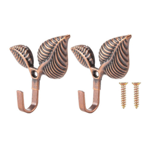 2 Pcs Iron Leaf Shaped Curtain Tie Backs Wall Hooks Home Decor 1
