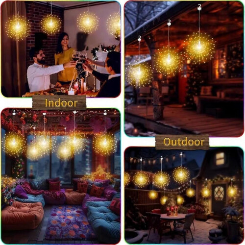 5x96 LEDS Hanging Solar Firework Light, 8 Modes Remote Control, compatible with Christmas Decor 2