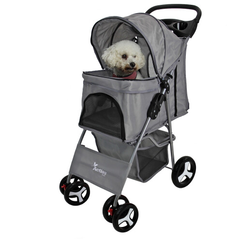 Actiaspet Grey Pet Stroller Foldable Pushchair