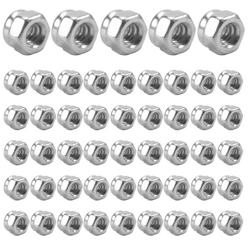 50pcs M2 Zinc Plated Self-Locking Nylon Insert Hex Lock Nuts 2