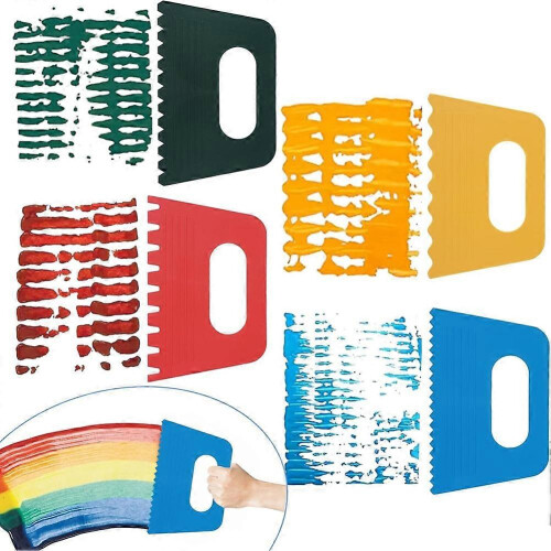 16 PCS Textured Art Tools, Plastic Paint Scrapers Kit for Plaster Art 1