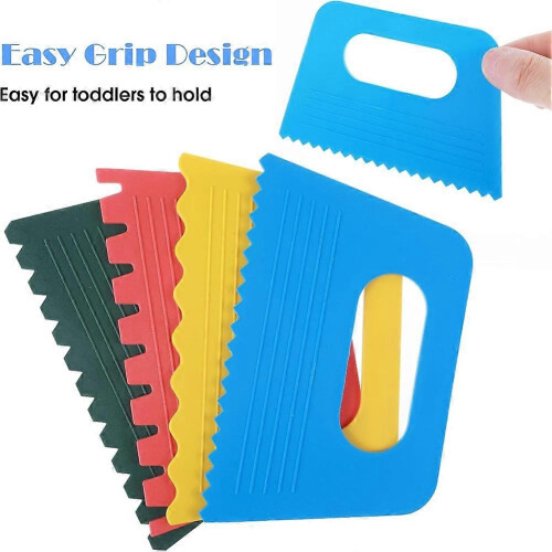 16 PCS Textured Art Tools, Plastic Paint Scrapers Kit for Plaster Art 2