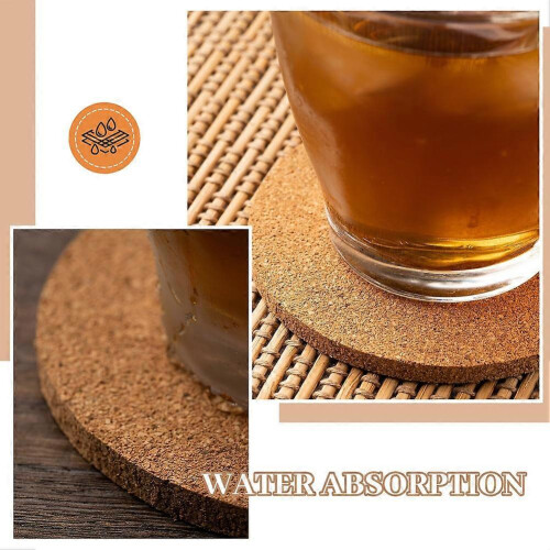 Conjunto de 12 porta-copos redondos de cortiça absorvente, medindo 15 cm (6 polegadas) e 0,8 cm (0,3 polegadas) de espessura, para bebidas em casa. 1