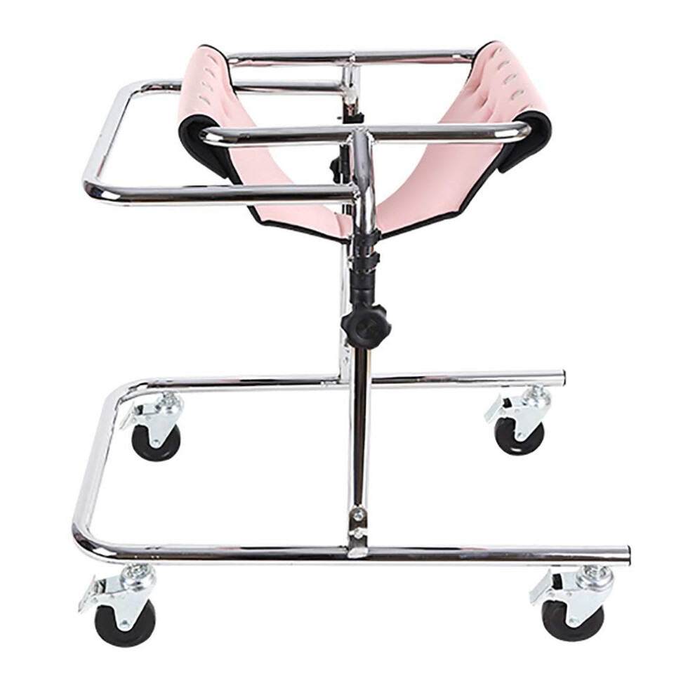 Pink Foldable Pediatric Walker With Wheels And Seat For Kids Cerebral Palsy Rehabilitation, Small