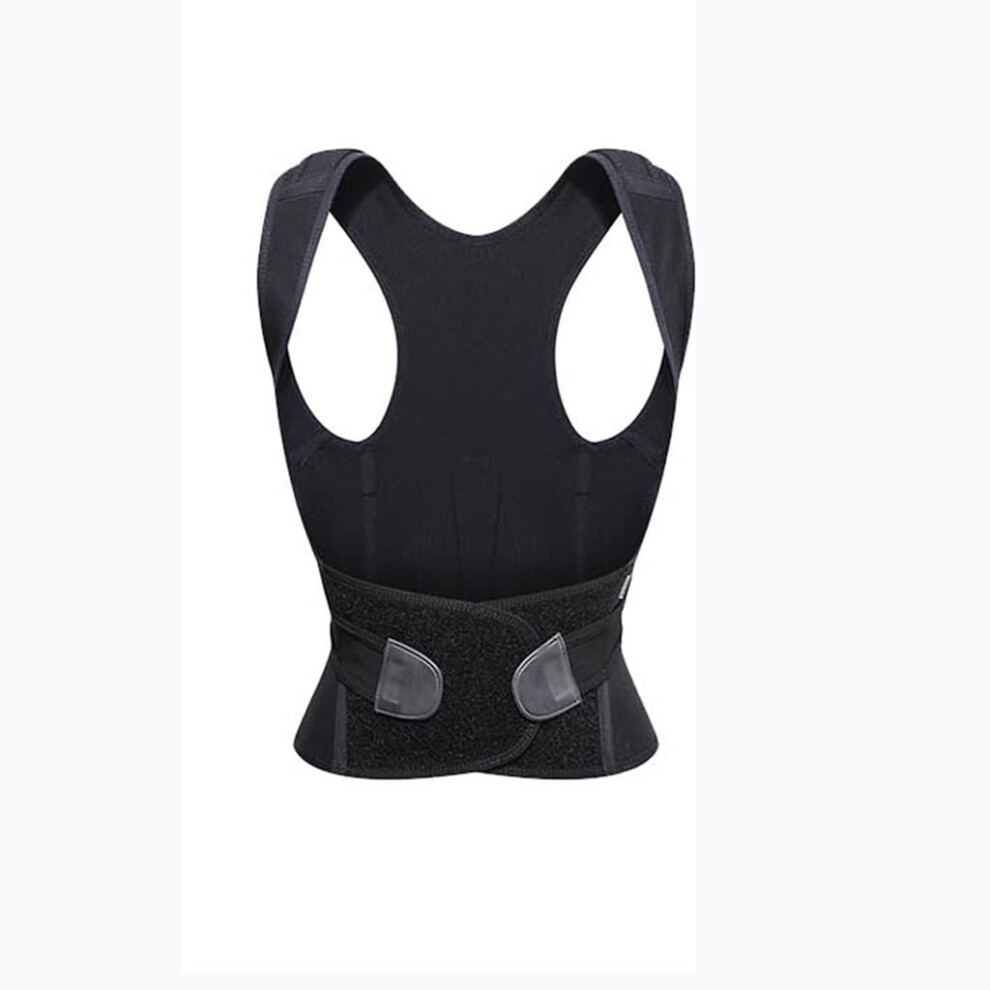 Black Posture Corrector For Men And Women Large, Adjustable Back Support Brace With Lumbar Support And Breathable Fabric
