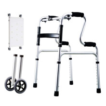 Lightweight Folding Walker for Adults with Wheels, Adjustable Height Aluminum Walking Frame