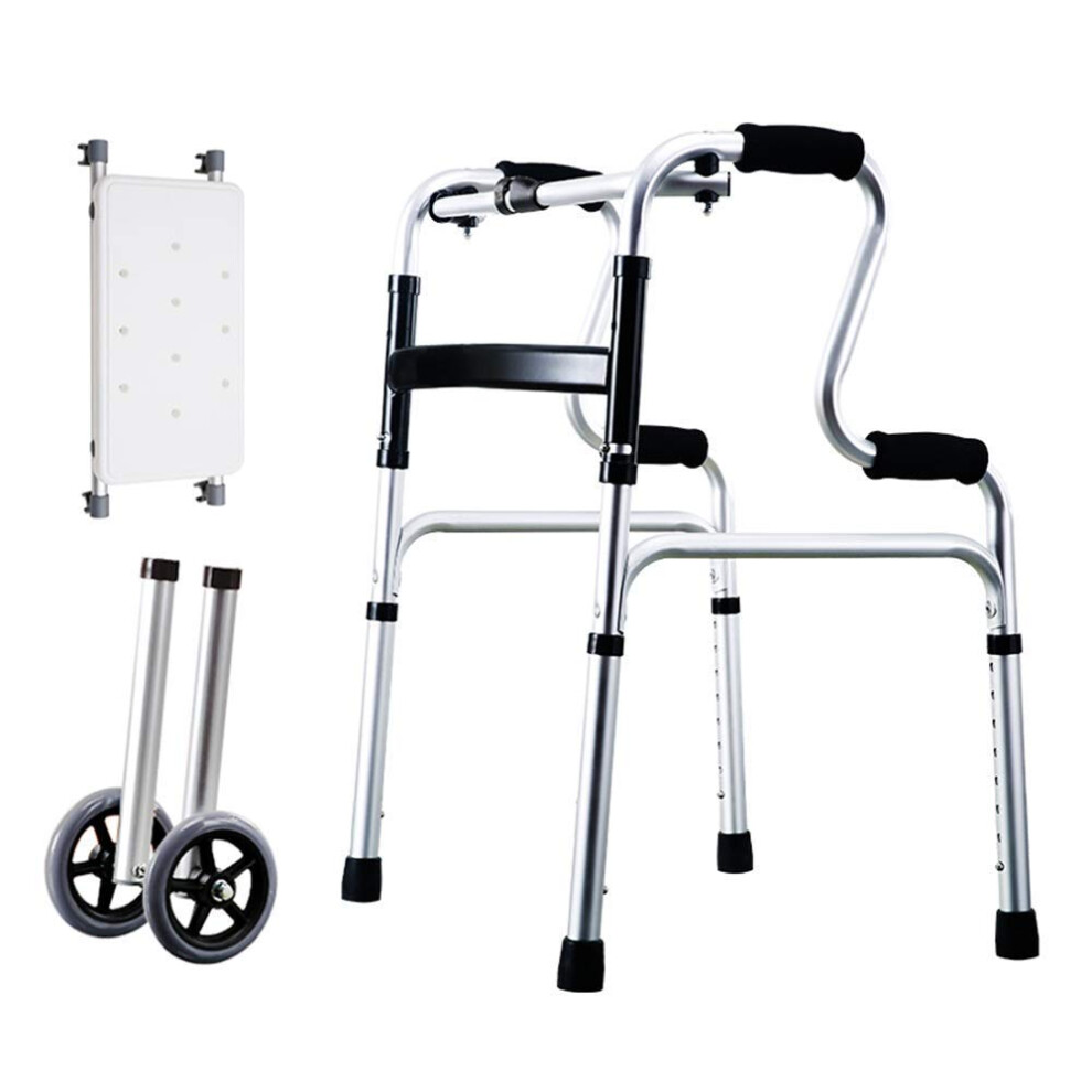 Lightweight Folding Walker for Adults with Wheels, Adjustable Height Aluminum Walking Frame
