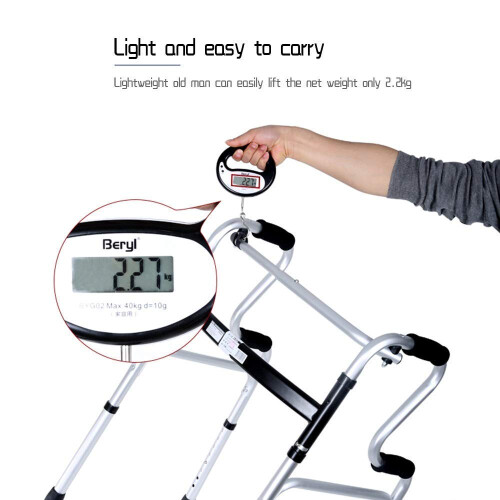 Lightweight Folding Walker for Adults with Wheels, Adjustable Height Aluminum Walking Frame 2