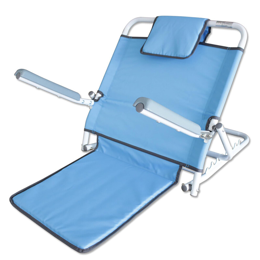 Sky Blue Adjustable Bed Backrest For Reading And Relaxing, Foldable Bed Chair Wedge With Ergonomic Armrest Support